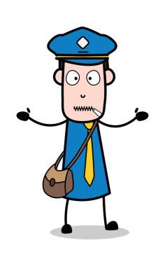 Zipped-Mouth-postacı karikatür kurye adam vektör Illustration