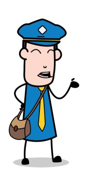 Konuşma sırasında Palm gösteren-postacı karikatür kurye adam vektör 