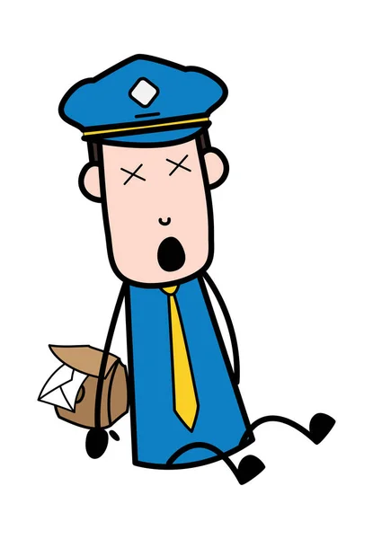 Krzyczeć w ból-Postman Cartoon Courier Guy wektor Illustrat — Wektor stockowy