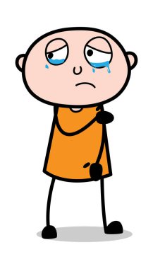 Gözyaşı gözleri ile üzgün yüz-karikatür hırsız ceza adam vektör Il