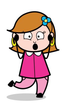 Şok-Retro çizgi film kadın ev hanımı anne vektör Illüstrasyon