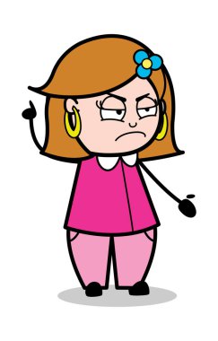 Öfkeli Mood konuşan-Retro çizgi film kadın ev hanımı anne vecto