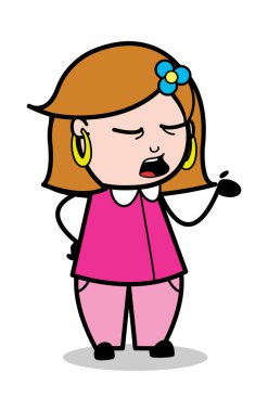 Konuşurken el jest-Retro çizgi film kadın ev hanımı anne 