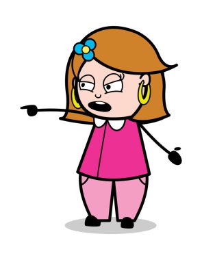 Öfke çığlık-Retro çizgi film kadın ev hanımı anne vektör Il