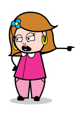 Buradan çıkın-Retro çizgi film kadın ev hanımı anne vektör Il