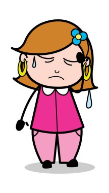 Çok stres Feeling-Retro karikatür kadın ev hanımı anne vektör 