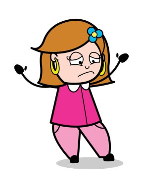 Ne yazık ki yükseltme eller-Retro karikatür kadın ev hanımı anne vektör 