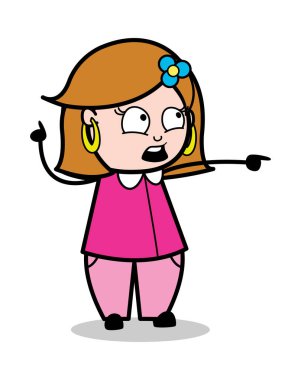 Korkmuş gösterilen-Retro çizgi film kadın ev hanımı anne vektör Il