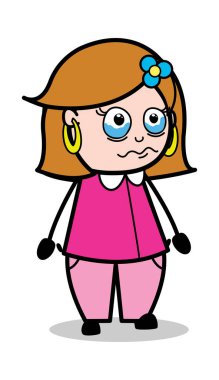 Yüz ağlayan-Retro çizgi film kadın ev hanımı anne vektör Illustra