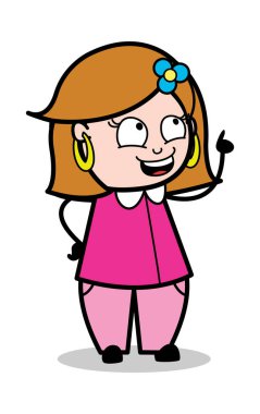 Parmak işaret-Retro çizgi film kadın ev hanımı anne vector Illu