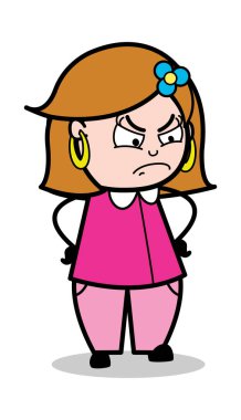 Saldırganlık izlerken-Retro karikatür kadın ev hanımı anne Vect