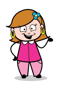 Mutlu sunma-Retro karikatür kadın ev hanımı anne vector ı