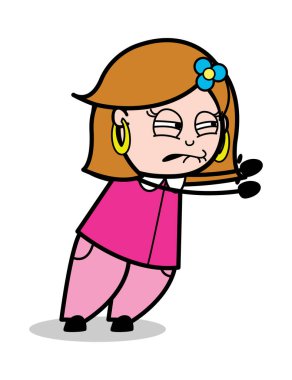 Itmek için çalışıyor-Retro karikatür kadın ev hanımı anne vector Illus