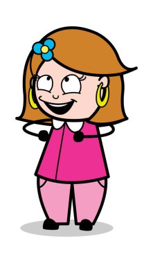 Neşeli Ifade-Retro çizgi film kadın ev hanımı anne vektör Il