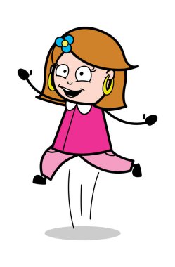 Atlama-Retro karikatür kadın ev hanımı anne vektör Illüstrasyon