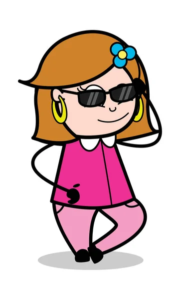 Modernes Leben mit Sonnenbrille - Retro-Cartoon weibliche Hausfrau Mama — Stockvektor