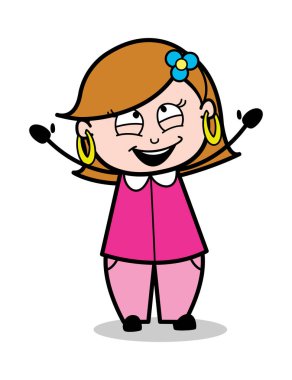 Neşeli yetiştirmek eller-Retro karikatür kadın ev hanımı anne vektör