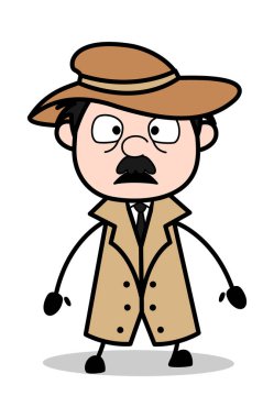 Şok Ifadesi-Retro karikatür polis ajanı Dedektif vector