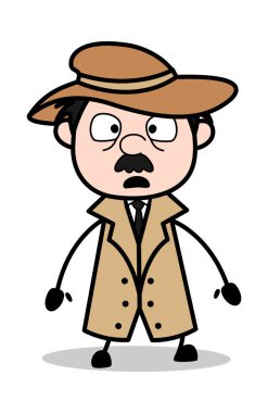 Dehşete-Retro karikatür polis ajanı Dedektif vector ıllustra