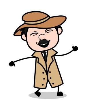 Neşeli Ifade-Retro karikatür polis ajanı Dedektif vector 
