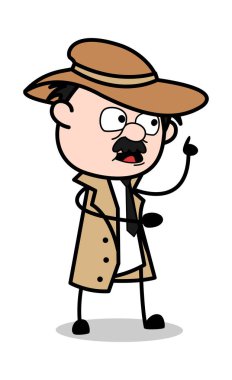 Düşünce-Retro karikatür polis Ajan Dedektif vektör ıllustrati