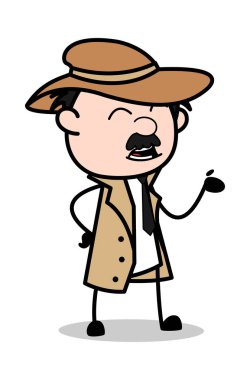 Konuşma davranışı-Retro karikatür polis Ajan Dedektif vector ı