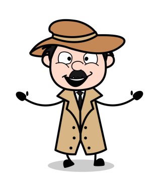 Joyful-Retro karikatür polis Ajan Dedektif vector ıllustratio