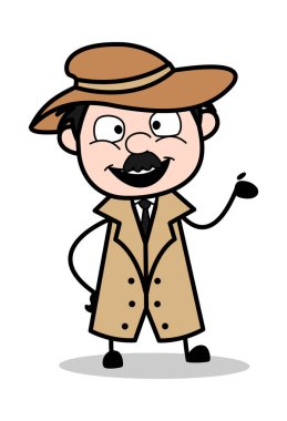 Sunma-Retro karikatür polis ajanı Dedektif vector ıllustr