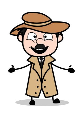 Hug için açılış el-Retro karikatür polis Ajan Dedektif Vect