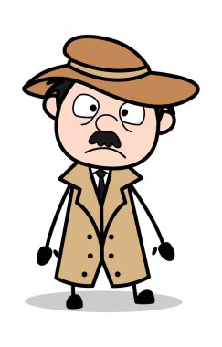 Sürpriz yüz-Retro karikatür polis Ajan Dedektif vector Ill