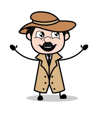 Hug için asking-Retro karikatür polis Ajan Dedektif vector Ill