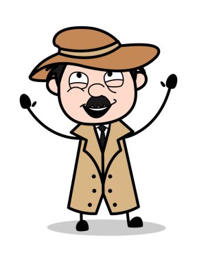 Tanrı hatırlamak-Retro karikatür polis ajanı Dedektif vector Il