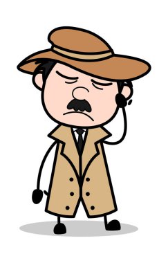 Baş ağrısı-Retro karikatür polis Ajan Dedektif vector ıllustrat