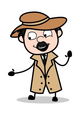 Yardım el-Retro karikatür polis Ajan Dedektif vector Illus