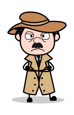 Rage-Retro karikatür polis Ajan Dedektif vektör Illustration