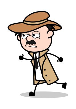 Runner-Retro karikatür polis Ajan Dedektif vector ıllustratio