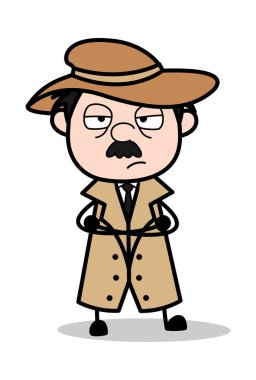 Katılmıyorum-Retro karikatür polis Ajan Dedektif vector ıllustrat