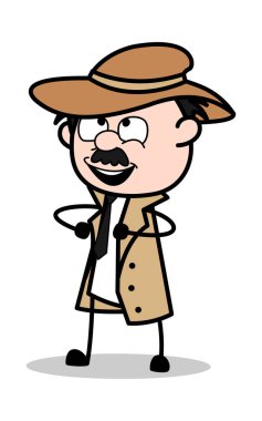 Neşeli dans-Retro karikatür polis ajanı Dedektif vector Illus