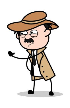 Uyarı-Retro karikatür polis Ajan Dedektif vektör ıllustrati