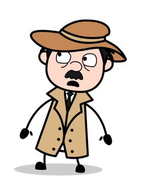 Fear ile izlerken-Retro karikatür polis ajanı Dedektif vector