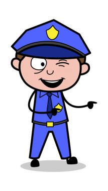 Winking göz ve Işaret parmak-Retro COP polis vektör Ill