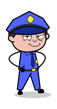 Kurnaz Smile-Retro polis polis vektör Illüstrasyon