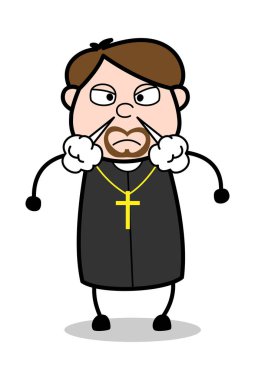 Çok agresif-karikatür Priest dini vektör Illustration