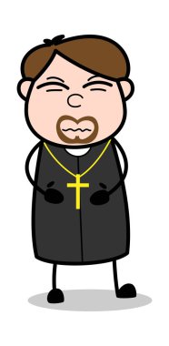 Stomachache-karikatür Priest dini vektör Illustration