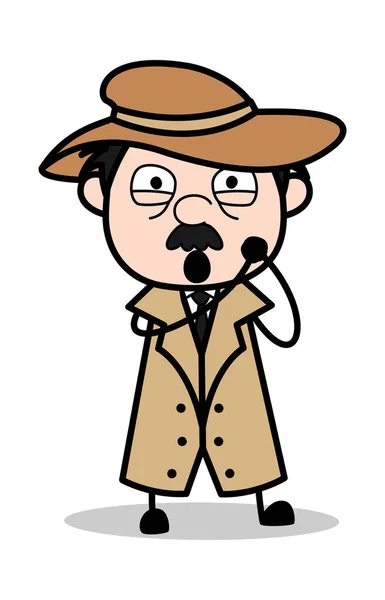 Precioso - Retro Cartoon Police Agent Detective Vector Illustratio — Vector de stock