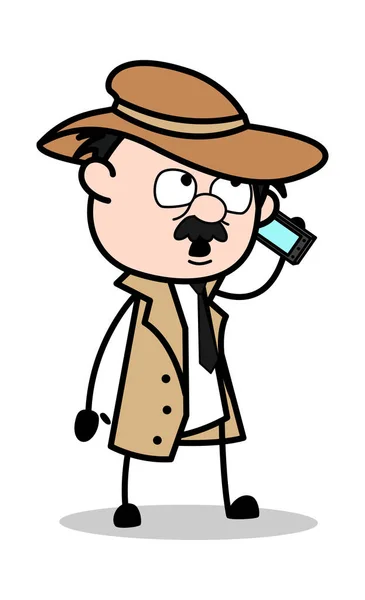 Praten op de telefoon-retro cartoon politie agent Detective vector I — Stockvector