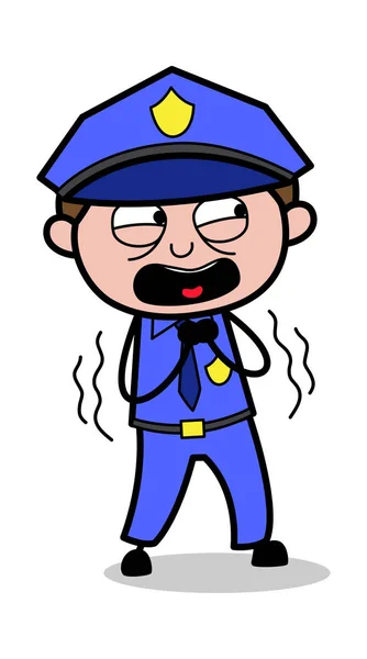 Fearful - Retro Cop Policeman Vector Illustration - Stok Vektor