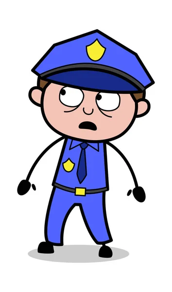 Concerned - Retro Cop Policeman Vector Illustration — Stock Vector