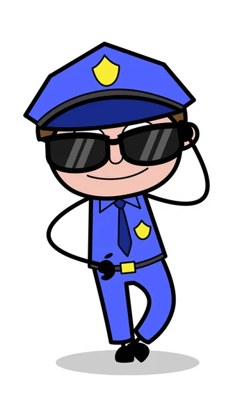 Cool - Retro Cop Policeman Vector Illustration — Stock Vector