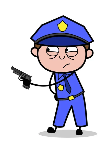 Warning - Retro Cop Policeman Vector Illustration — Stock Vector